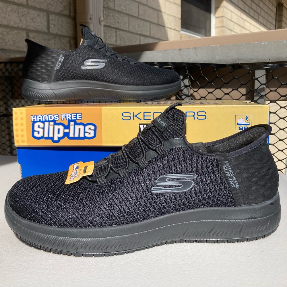 Skechers Slip-ins Work: Summits SR Enslee Hands Free Slip on Black Sneakers 10 W